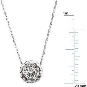 14 Karat White Gold Moissanite Pendant Slide Necklace  