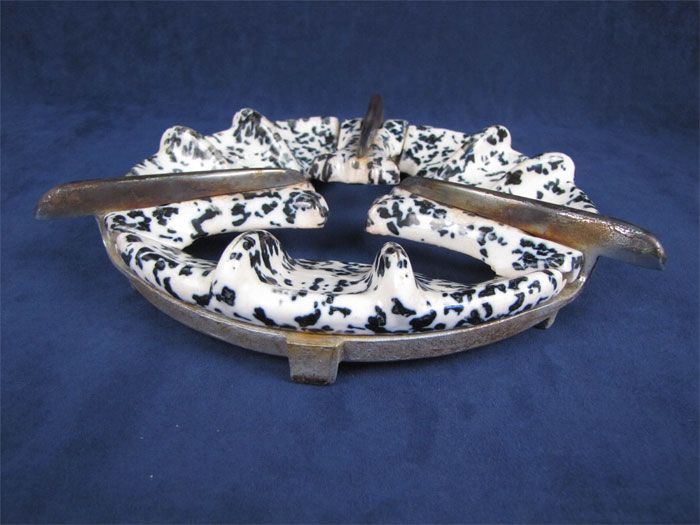 Rare Vintage Ceramic Gas Stove Burner Grate Black White  