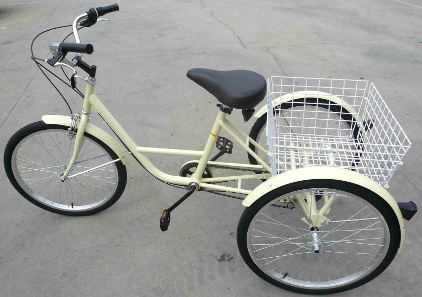 WHEEL ADULT 24 BIKE TRICYCLE BICYCLE 6 SPEED Ivory  