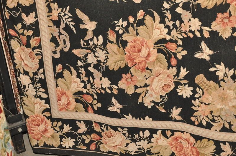 NEW 6x9 WOOL AREA RUG HANDMADE FLORAL AUBUSSON BLACK  