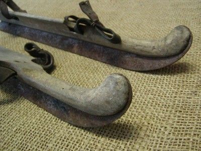 Vintage Wood & Iron Ice Skates  Antique Old Snow RARE  