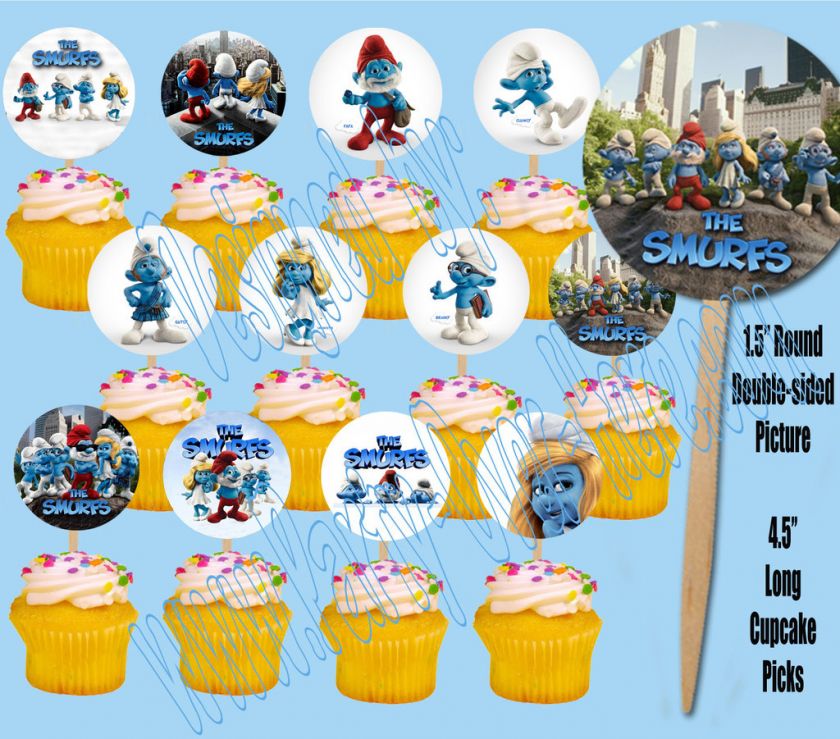 The Smurfs Movie Assorted Images Cupcake Picks  12 pc  