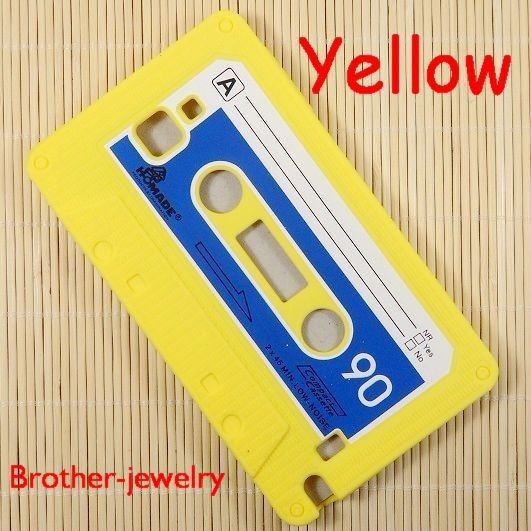 Yellow Cassette Tape Silicone Case Cover for Samsung Galaxy Note i9220 