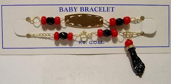 14k Gold Baby AZABACHE Boy Girl Bracelet Free ship  