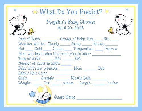 Baby Snoopy Peanuts Baby Shower Game Pack #1  