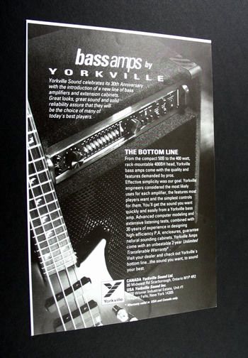 Yorkville 400B Bass guitar amplifier amps 1993 print Ad  