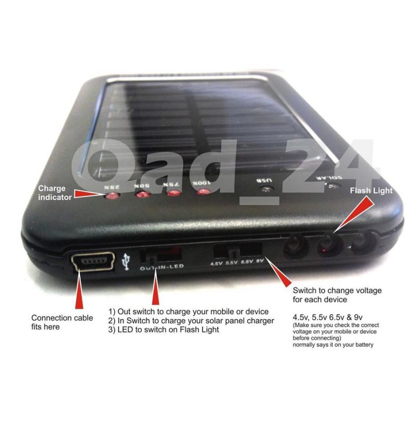 SOLAR POWER BATTERY CHARGER HTC IPHONE 4 3G BLACKBERRY  