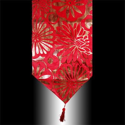 RED GOLDEN FLOWERS VELVET DECORATIVE TABLE RUNNER CLOTH  