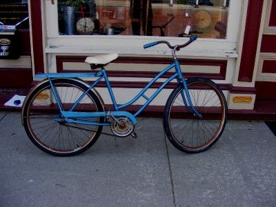 Vintage Women Ladies WESTERN FLYER Blue Bike Bicycle w Mesinger Gel 