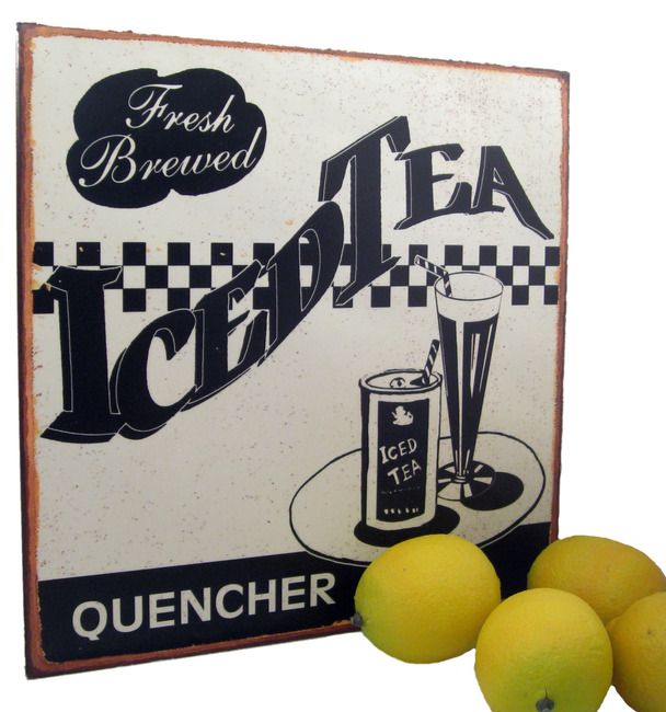 Fresh Brewed Iced Tea Metal Sign HD00064  