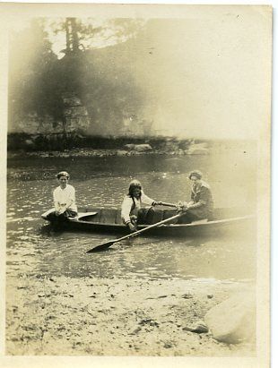 Vintage Wooden Rowboat Three Ladies Boating circa 1900  