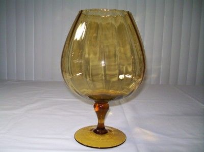 Vtg Art Glass Oversized Brandy Snifter Optic Blown  