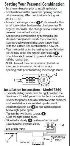 Combi Ratchet Sliding Glass Door Showcase Cabinet Lock Combination 