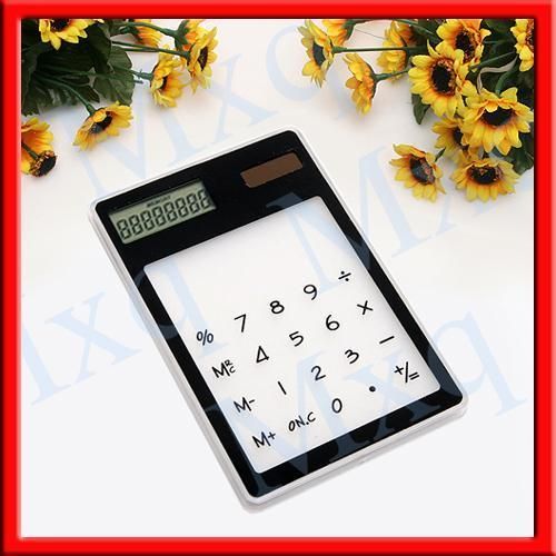 Transparent Solar Power Touch Screen Keypad Calculator  