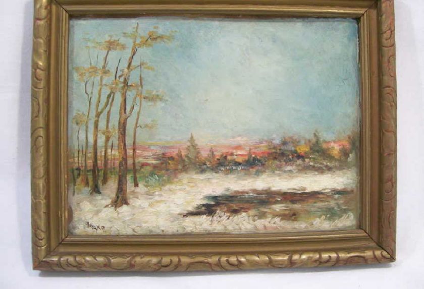 Oil Painting Of Forest Scene In Fall Colours, Carved Frame  