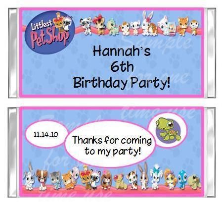 LITTLEST PET SHOP candy bar wrappers BIRTHDAY PARTY  