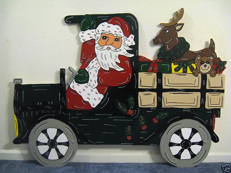 Santa Claus Deer Truck Christmas Yard Art Decoration  