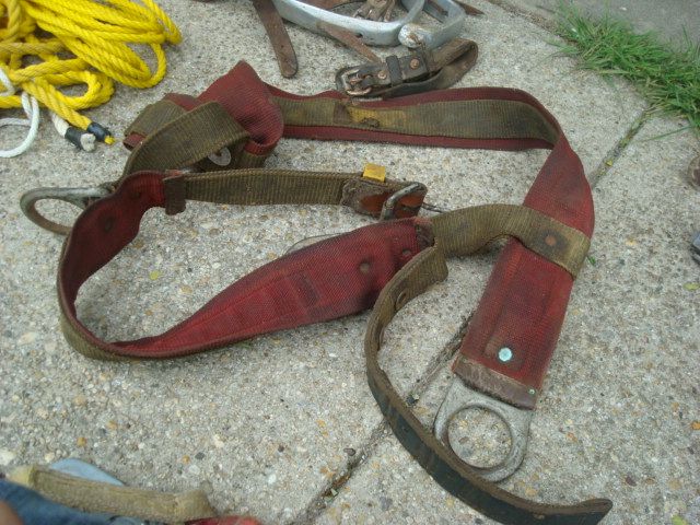 BIG LOT TREE POLE CLIMBING GEAR BELTS HARNESSES GAFFS/SPIKES SADDLE 