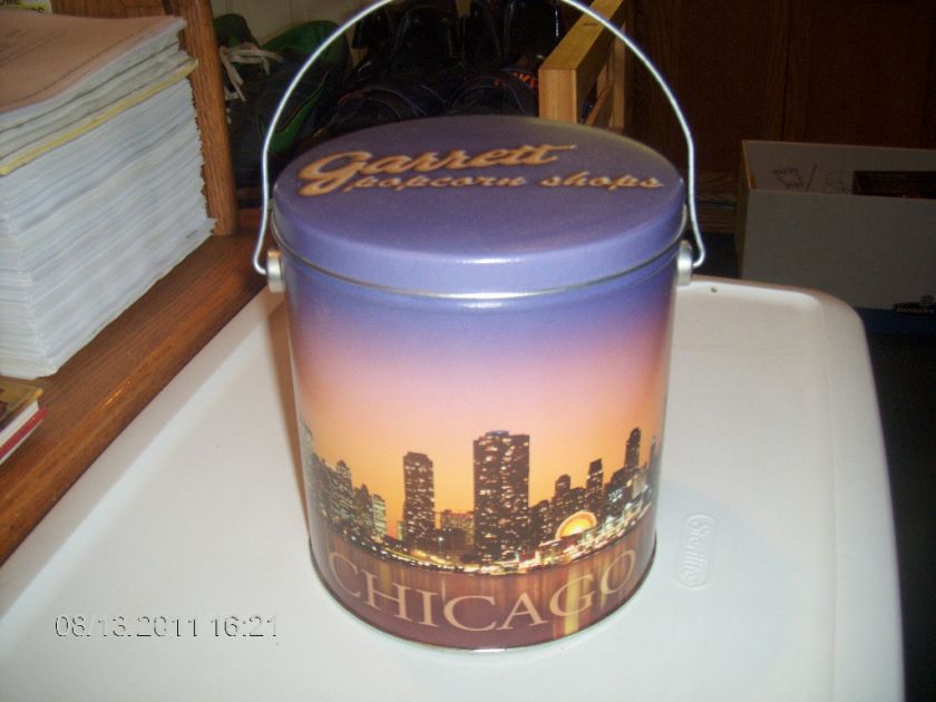 GARRETT POPCORN SHOPS CHICAGO SKYLINE COLLECTIBLE TIN USED  