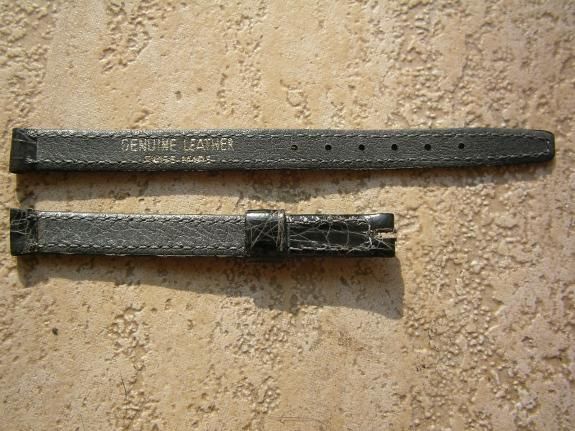 Grey swiss made genuine leather croco watch strap 9 mm  