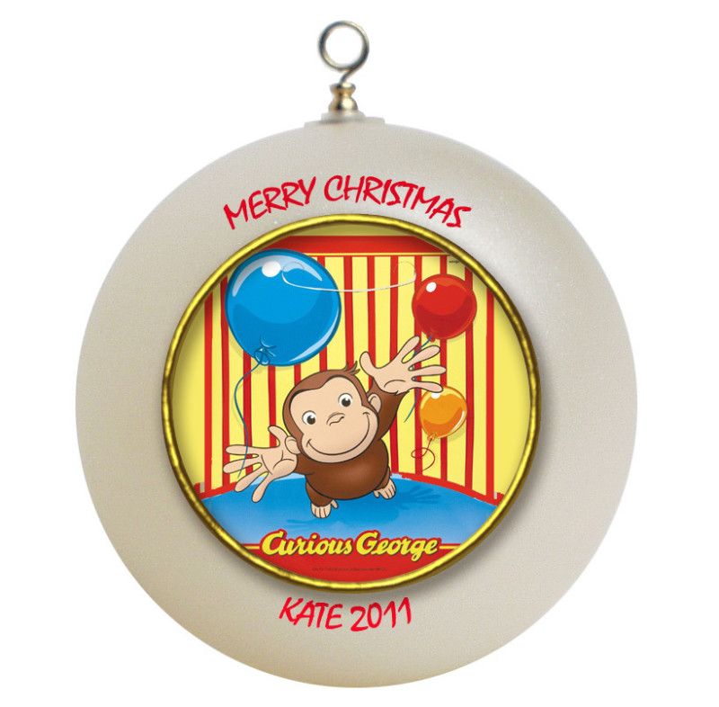 Personalized Curious George Christmas Ornament Add Name  