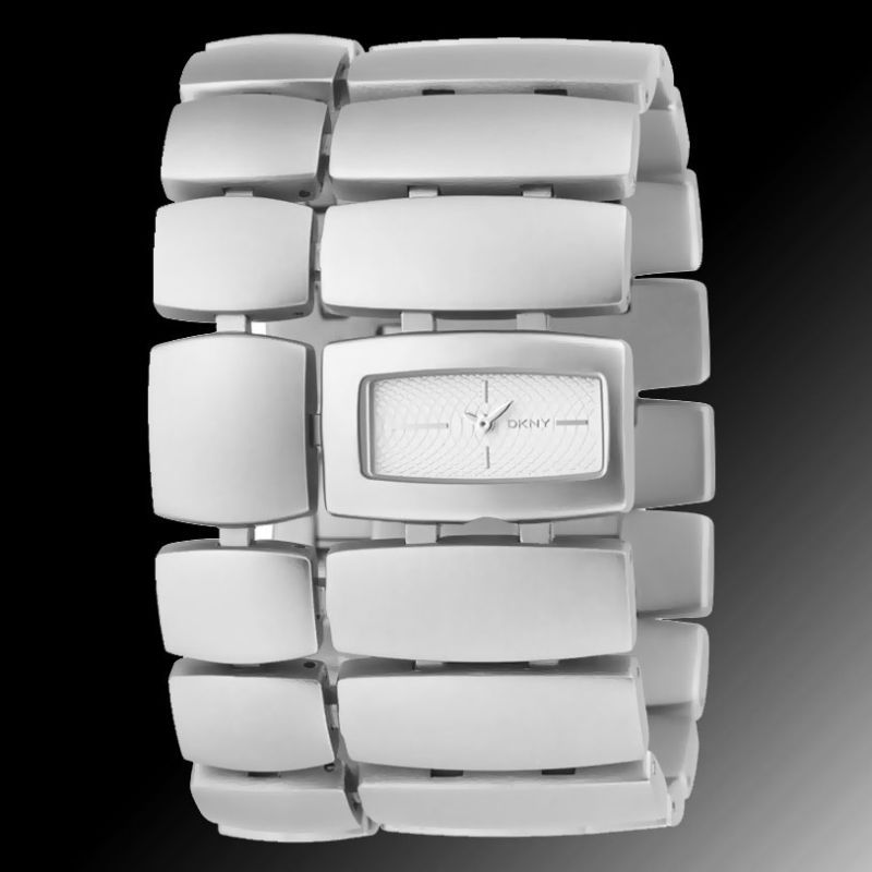 DKNY DONNA KARAN ALUMINUM SILVER BAND WATCH NY4379 NWT  