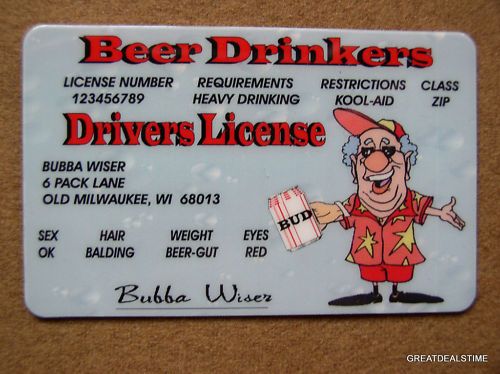 NEW FUN FAKE BEER DRINKERS DRIVERS LICENSE BAR GAG JOKE  