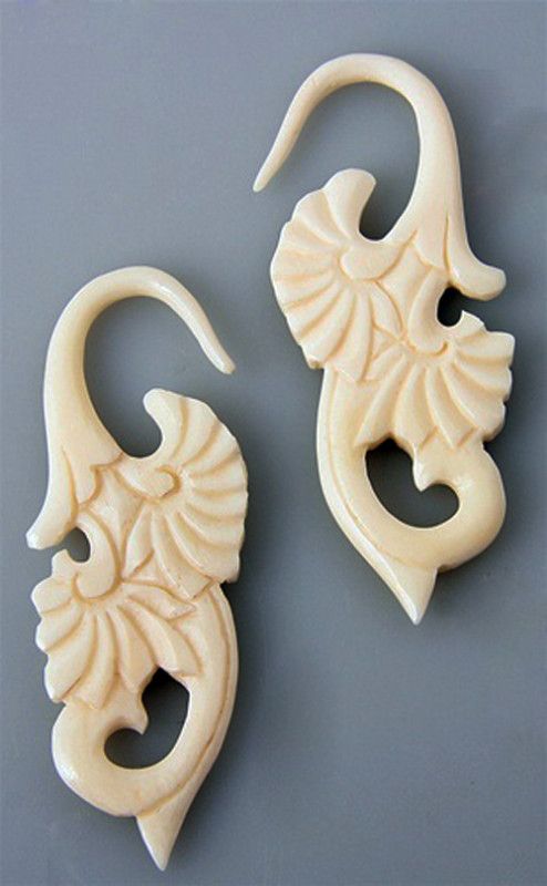 Floral Design BONE EAR PLUGS EAR GAUGES (PICK SIZE)  