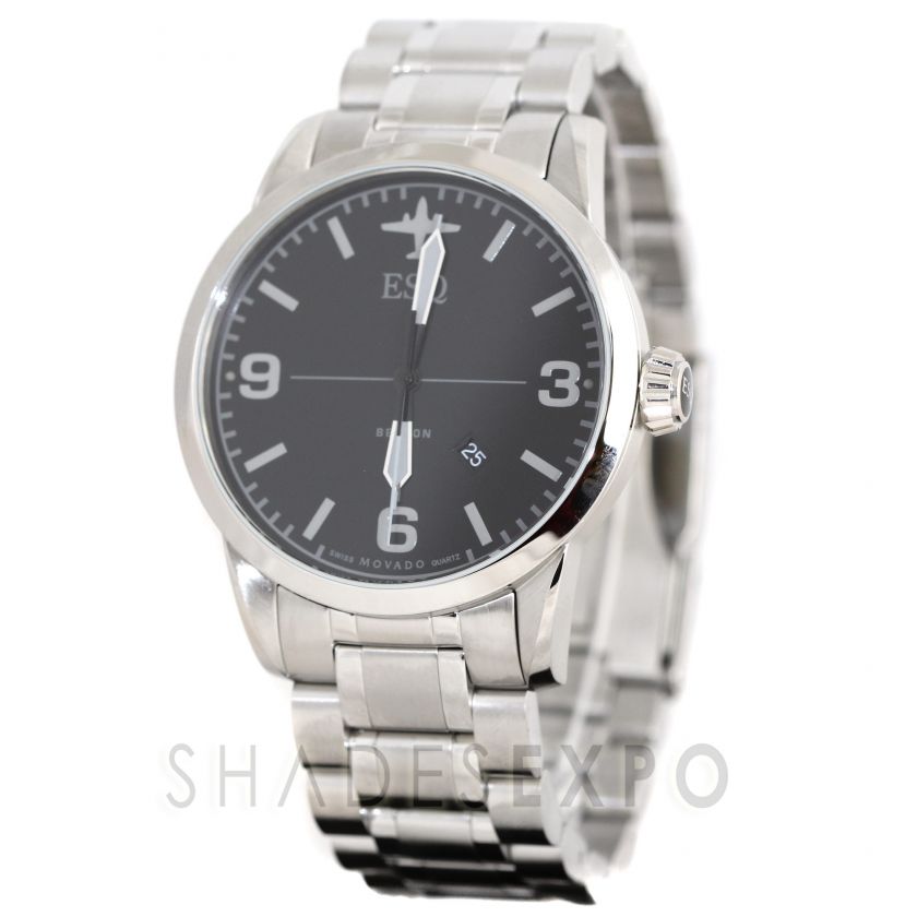 NEW ESQ by Movado Watches 7301394 SILVER BEACON BLACK 885997020978 