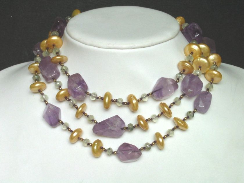 Necklace 48 Amethyst 20mm Facet Chunk Beads and Pearls  