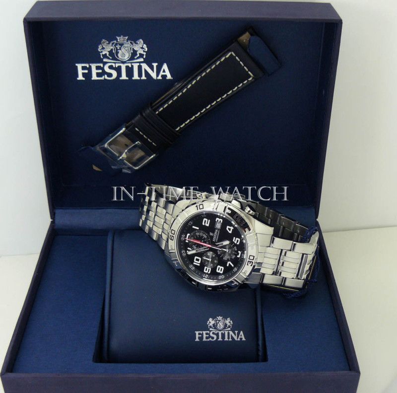 FESTINA CHRONO GIFTSET 2 BANDS STEEL & LEATHER F16493/8  