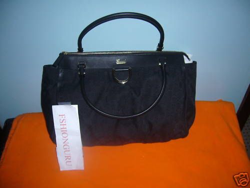 NWT $830 GUCCI BLACK GG DIAPER BAG TOTE GOLD HARDWARE  