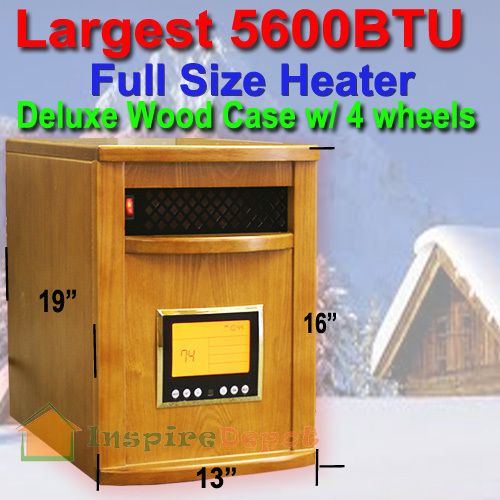   Cabinet OAK 1500W Portable Quartz Infrared Heater w/ wheels 5600BTU