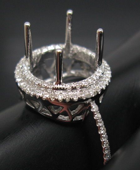 SOLID 18Kt WHITE GOLD DIAMOND SEMI MOUNT SETTING RING  