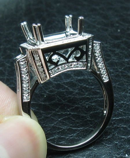 PRINCESS 10mm 14K GOLD DIAMOND SEMI MOUNT SETTING RING  