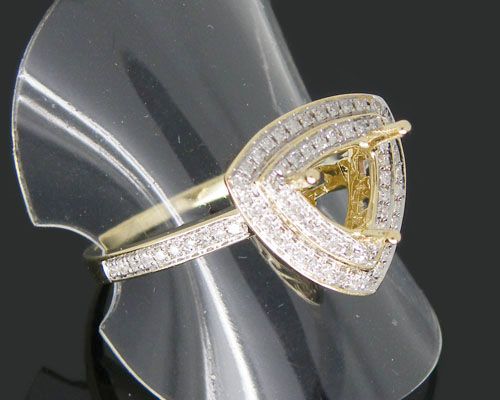   14Kt Solid Yellow Gold pave Diamond Semi mount Engagement Ring  