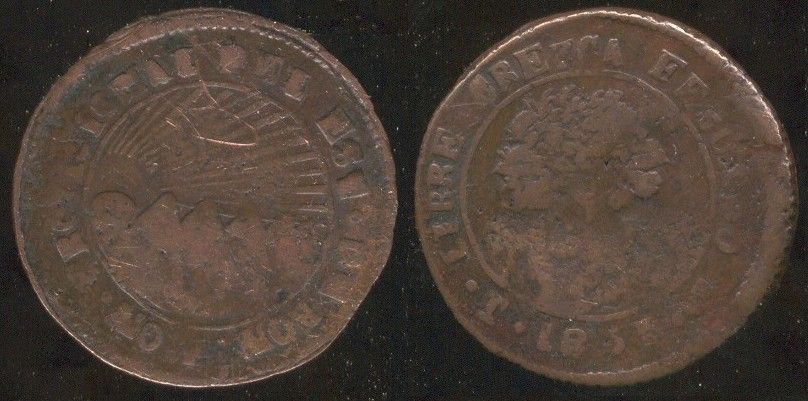 MONEDA REALES 1856/5 TF kilómetro 20d f de HONDURAS