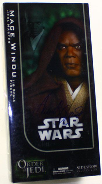   WARS SIDESHOW COLLECTIBLES 12 MACE WINDU FIGURE AUTOGRAPHED  