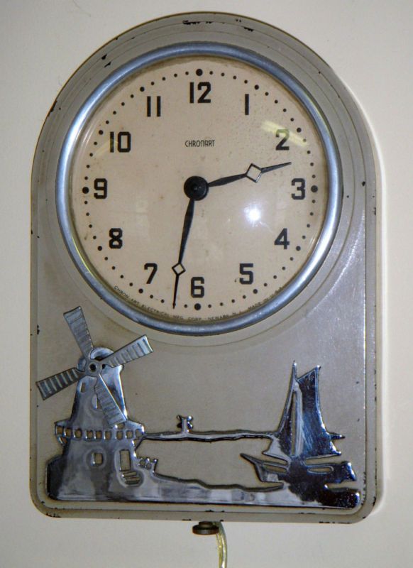 RARE CHRONART NEW JERSEY WINDMILL ANIMATED CLOCK RUNS  