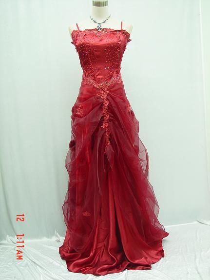 Cherlone Plus Size Satin Red Lace Prom Ball Gown Wedding/Evening Dress 