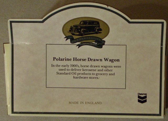 LLEDO STANDARD OIL CHEVRON DIE CAST POLARINE HORSE DRAWN WAGON NIB 