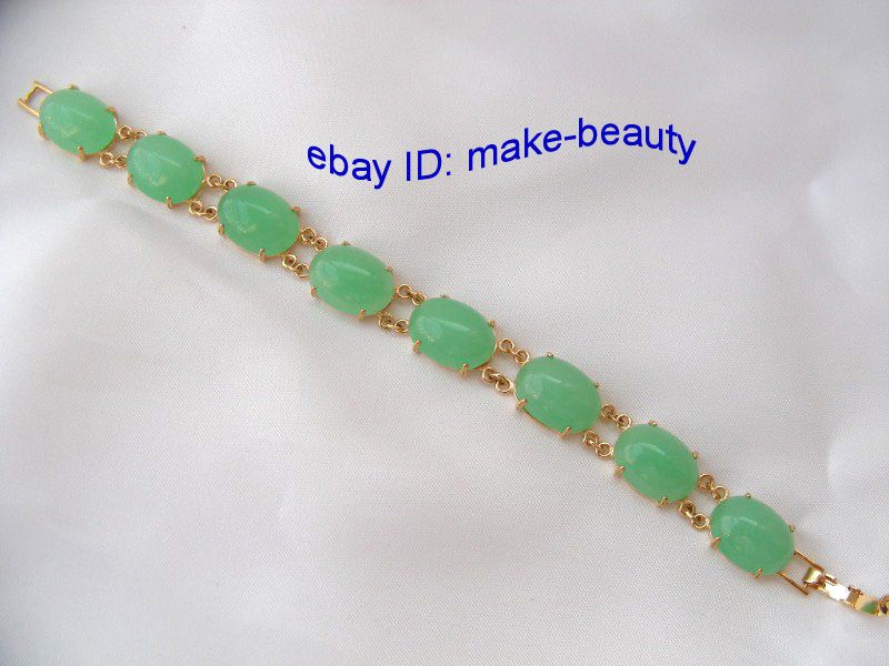 stunning big 16mm green crude jade beads bracelet 9K  