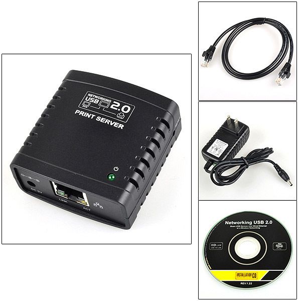 USB 2.0 LRP Print Server Share a Networking USB Printer New  