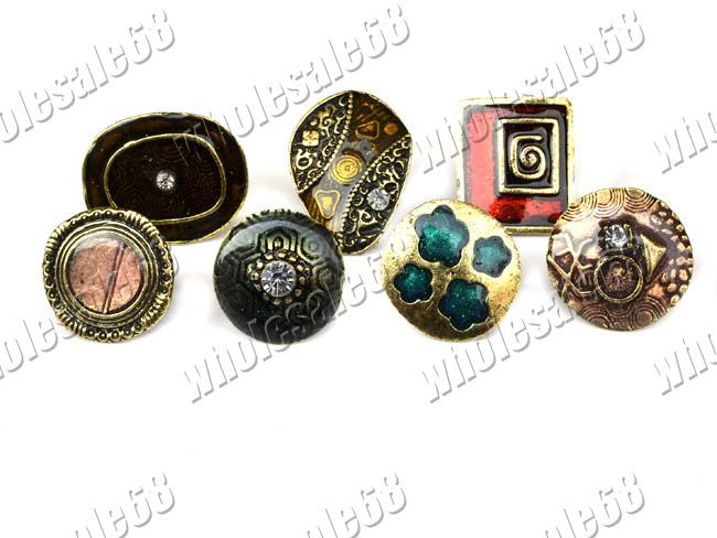 HOT Wholesale lot 12pcs mix vintage antique drop oil rhinestone unisex 