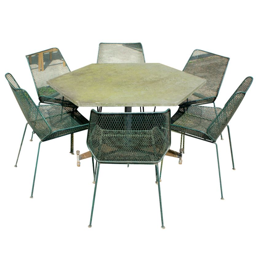 44.5 Salterini Vintage Outdoor Dining Slate Table  