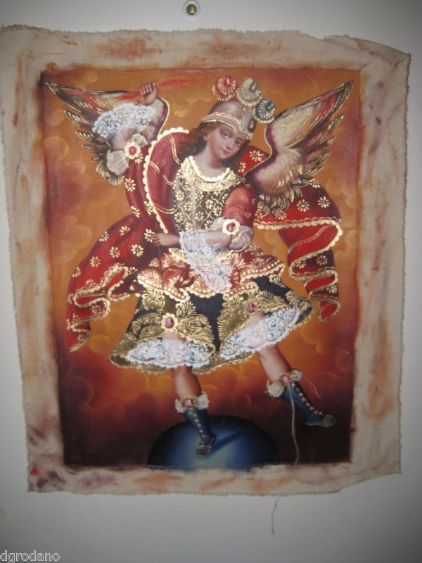 Michael the Archangel Peru Painting Oil Canvas Angel  