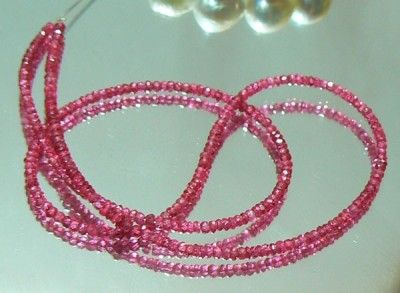 RARE GEM RED PINK SPINEL FACETED BEADS STRAND 28.5ct  