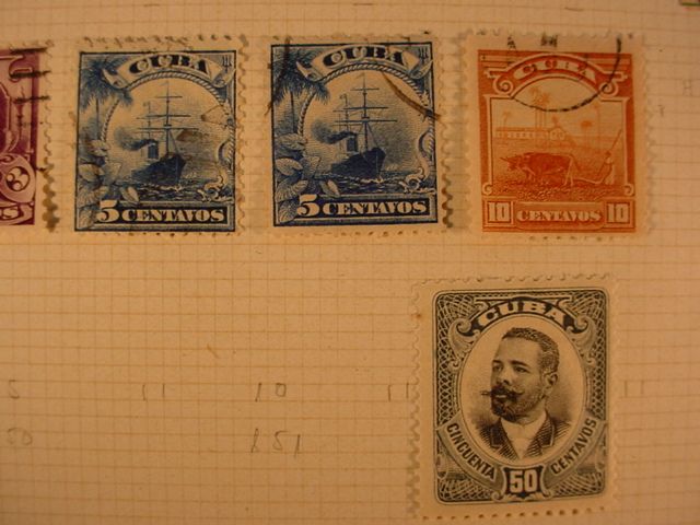 Antique Republica de CUBA Postage STAMPS Page from Old Collection LOT 