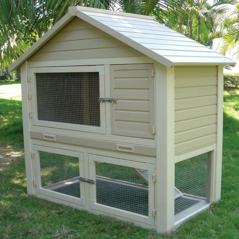 Huntington Natural Cedar Townhouse Rabbit Hutch with Pe  