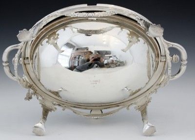 C1870 ENGLISH SHEFFIELD SILVER PLATE ROTATING SERVING DISH BY ATKIN 